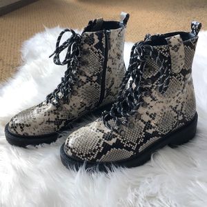 Snakeskin Combat Boots